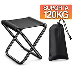 Banco Banqueta Dobrável Cadeira Retrátil 120kg Leve Compacto Com Bolsa Para Transporte Camping Pesca