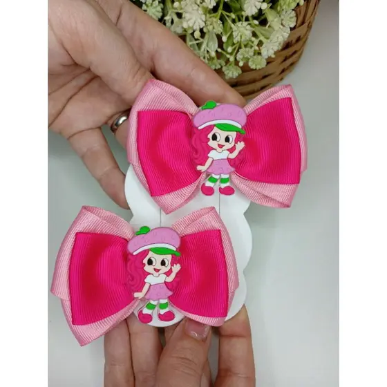 KIT 2 UNIDADES LAÇO INFANTIL MORANGUINHO ROSA