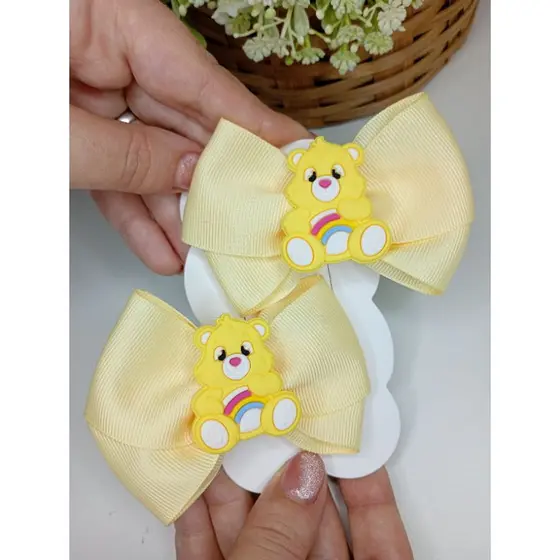 KIT 2 UNIDADES LAÇO INFANTIL URSINHO CARINHOSOS AMARELO