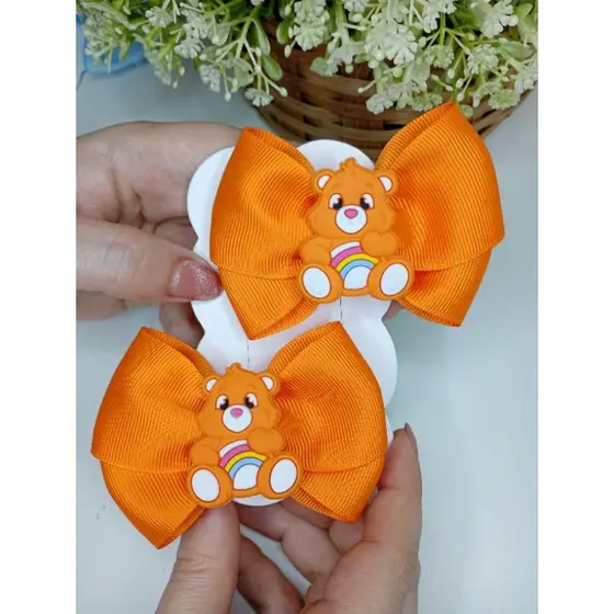 KIT 2 UNIDADES LAÇO INFANTIL URSINHOS CARINHOSOS LARANJA