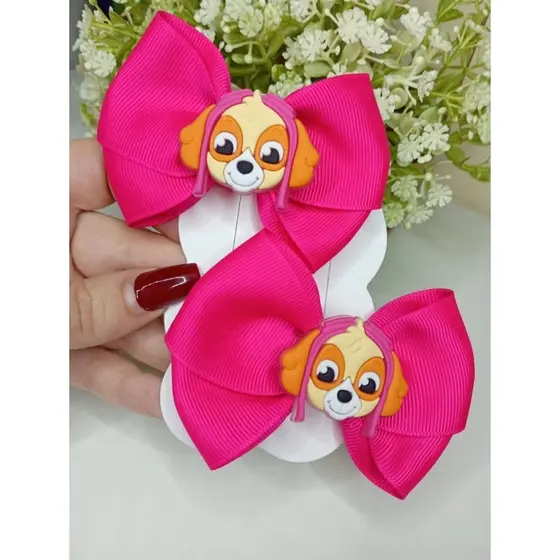 KIT 2 UNIDADES LAÇO INFANTIL SKYE PATRULHA CANINA ROSA