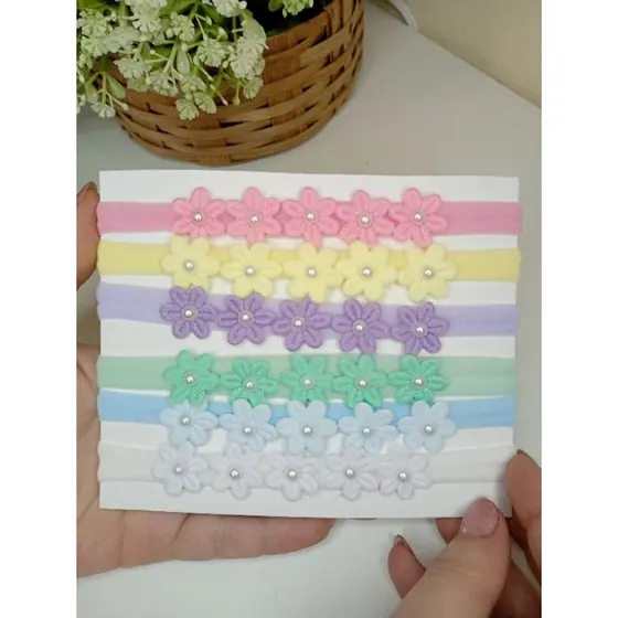 Kit 6 faixinhas seda florzinha com pérola