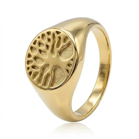 Anel Para Homens Mulheres Falange Àrvore da Vida Dourado Fé