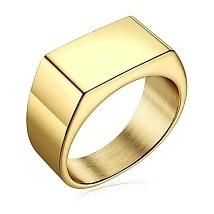 Anel Punk Liso De Aço Inoxidável Masculino Vintage Dourado
