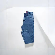Calça MOM Jeans Feminina Marmorizada 100% Algodão Cintura Alta