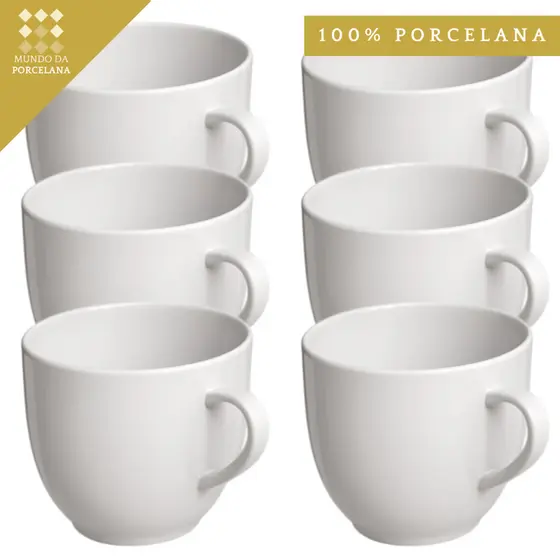 Xícara Café Branca em Porcelana de Qualidade Premium - 06 Unidades