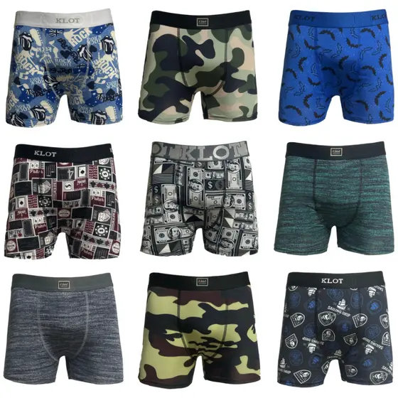 KIT 10 CUECAS BOXER MICROFIBRA ADULTO - KLOT - CUECA BOX ESTAMPADA