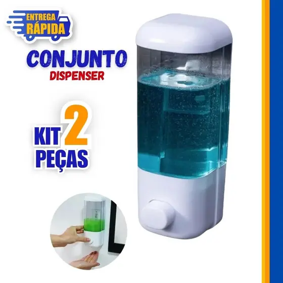 Kit 1/2 Dispenser Automático Sabão Detergente Reservatório Produtos Limpeza Banheiro Cozinha Álcool Gel