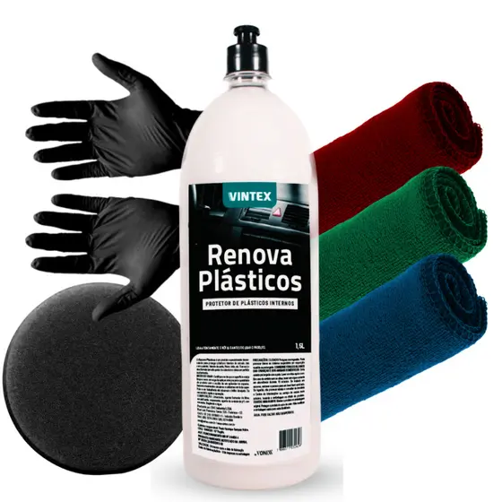 Renova Plástico Vintex 1,5l Revitalizador de Plásticos Internos Profissional + Kit De Brindes