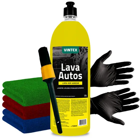 Shampoo Automotivo Lava Autos 1,5l Vintex Neutro Brilho Sintético Vonixx + Kit Com Brindes