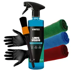 Limpa Vidros Vintex 500ml Desembaça Desengordura Interno Ou Externo Limpador + Kit Panos E Brinde