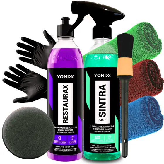 Kit Sintra Fast Limpador Apc Plásticos + Restaurax para Plastico Vonixx 500ml