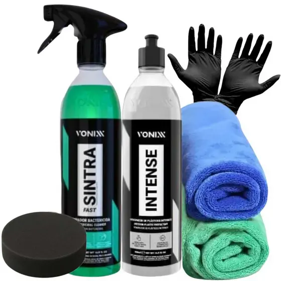 Kit Limpeza Automotiva  Interna Vonixx Intense E Sintra Fast 500ml + Panos e Aplicador