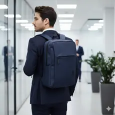 Mochila Social Masculina Zíper Antifurto com Conector USB Suporte para Notebook