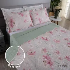 Kit Colcha Cobre Leito 3 Peças King Dupla Face Lírio Super Macio Premium Casa Dona