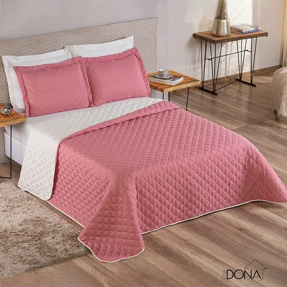 Colcha Cobre Leito Queen 3 Peças Dupla Face Mantelada Super Macio Premium  240X220cm Casa Dona