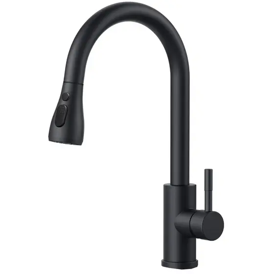 Torneira Para Pia de Cozinha Gourmet Preto com Extensor Modo Spray Chuveirinho e Jato Continuo