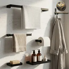 Kit Acessórios Para Banheiro Kit banheiro preto Aço Inox Saboneteira Porta Toalha Parede Preto