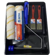 Kit Pintura Casa Parede Rolo Lã Anti Respingo Pincel E Bandeja 6 Peças Tigre