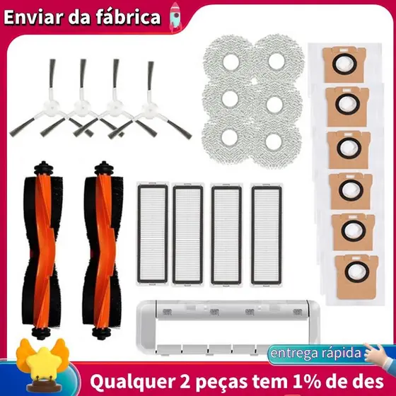 Kit De Acessórios Para Xiaomi Robô Vácuo X20 +/X20 Plus Escova Lateral Principal Filtro Hepa Mop Pano Saco Pó Peças Reposição