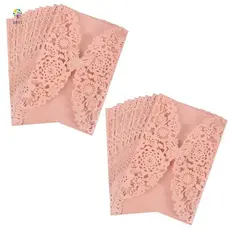 20Pcs Delicadas Borboletas Esculpidas Românticas Convite De Festa De Casamento Envelope Convites Para : Rosa