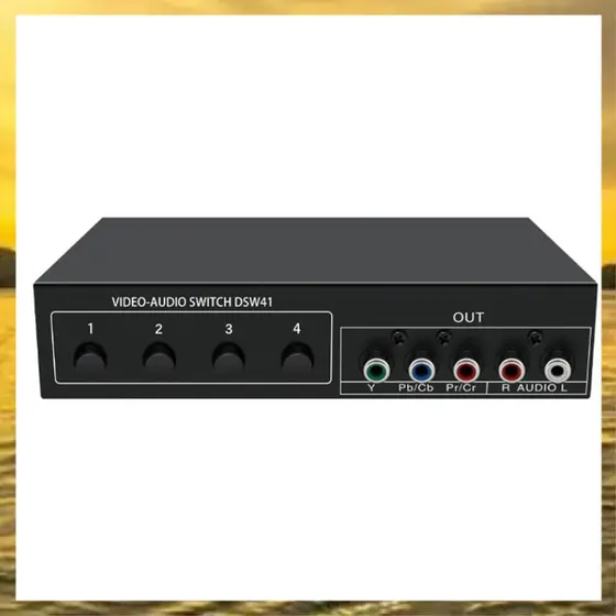 (Vzko) Comutador De Sinal De Vídeo Componente 4x1 YPbPr YCbCr Áudio DSW41 Painel Divisor Botão Interruptor Manual CVBS 7