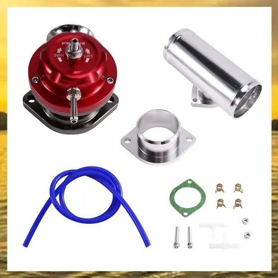 (Vko) Tipo-Válvula De Sopro Turbo Ajustável 25psi BOV Com Tubo De Flange De 63 Mm Para-Adaptador De Preto 1