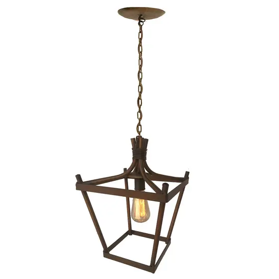 Lustre Uma Lampada Marrom Artesanal De Teto Iluminação Residencial