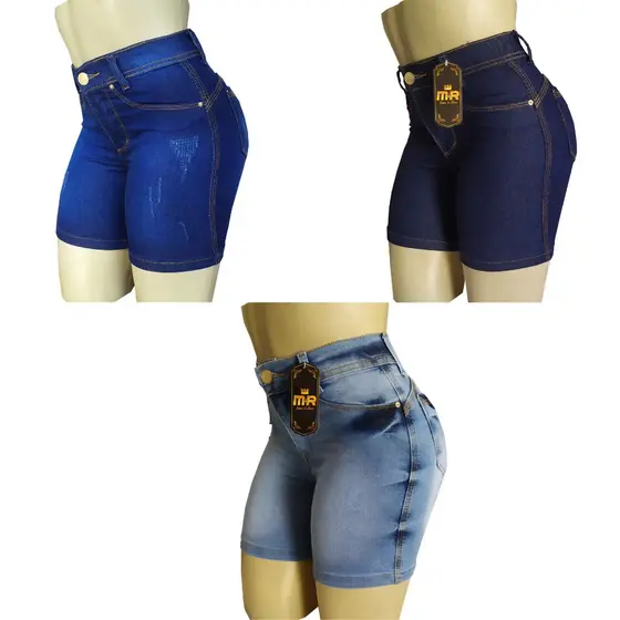 Shorts Cintura Alta Meia Coxa Kit Com 3
