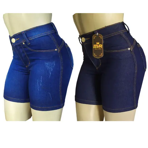 Shorts Cintura Alta Meia Coxa Kit Com 2