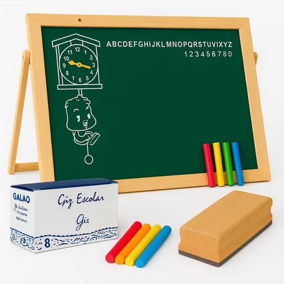 Lousa Quadro Verde Infantil Divertido 70x50 + Giz + Apagador