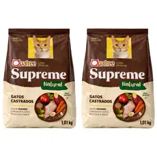 Kit 2 Pct De 1,01kg Ração Quatree Supreme Gatos Castrados Frango