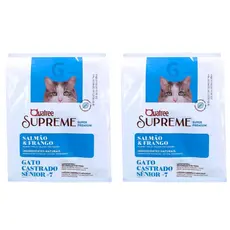 Kit 2 Pct 1,01kg Ração Quatree Supreme Gato Castrado Sênior +7 Salmão e Frango
