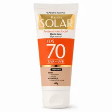 Protetor Solar Facial com Cor FPS 70 UVA UVB Toque Seco Efeito Base Abelha Rainha 40g
