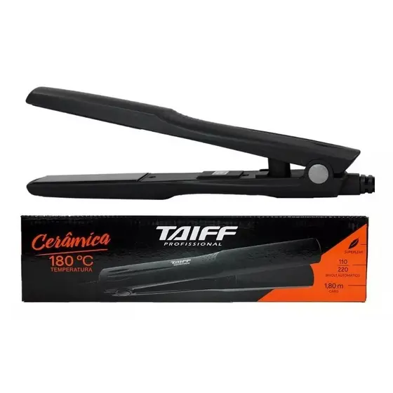 Prancha Chapa Cerâmica Taiff Profissional 180° Bivolt Preto 110v/220v