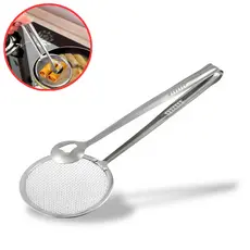 Escumadeira Para Frituras Com Pegador Aço Inox Utensílio Cozinha Em Casa Tem