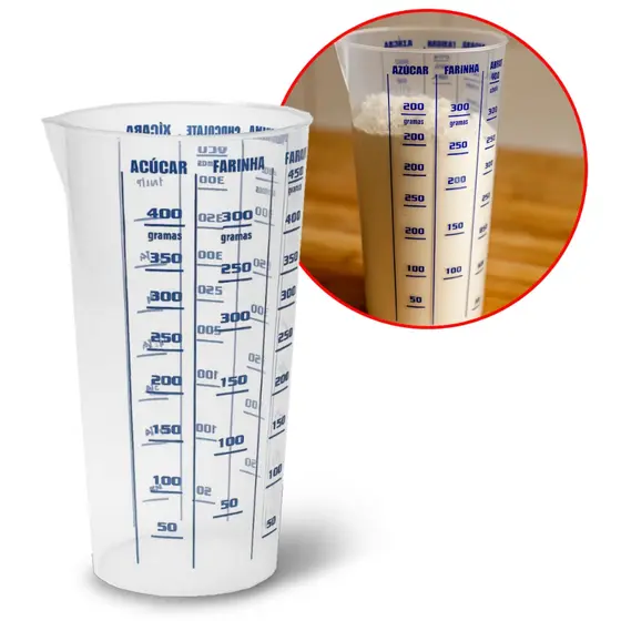 Copo Plástico Medidor 500ml Graduado com Bico Medidor Para Receitas Injetemp