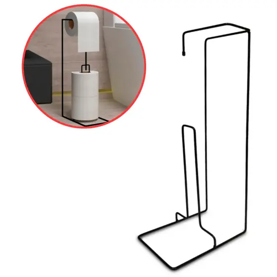 Suporte de Aço Para Papel Higiênico De Chão Piso 3 Rolos Reserva Banheiro Lavabo Casa