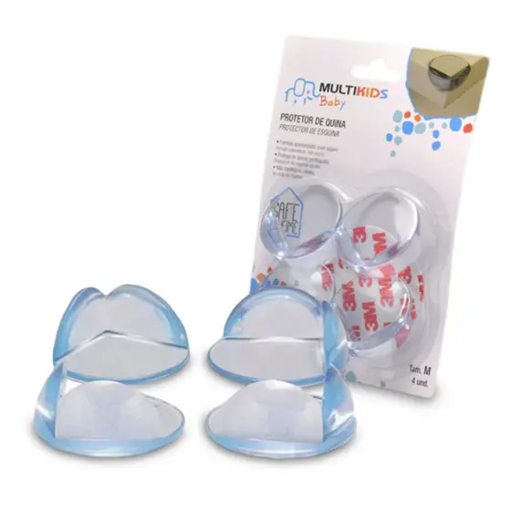Protetor Redondo Para Quina Mesa Móveis Cantoneira De Silicone Bebê Criança 4 Peças MultiKids