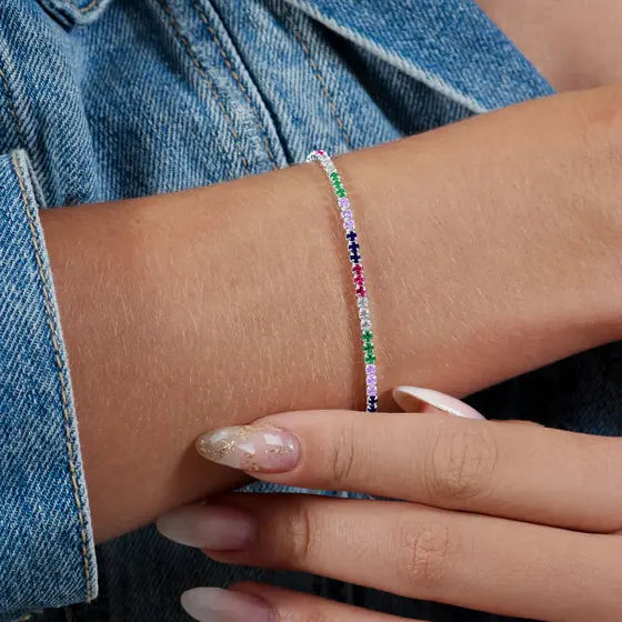 Pulseira Prata 925 Riviera + Extensor - em Prata 925 várias cores