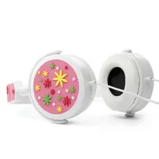 Fone de Ouvido Flor 3D , Fone Colorido, Controle Volume, Fone Criança, Fone de ouvido Infantil