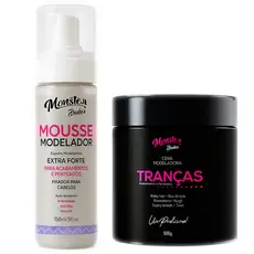 Kit cera Modeladora 500g + Mousse Modelador Monster barber Hair Tranças Cachos e Penteados 150ml