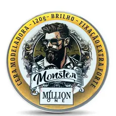 cera Modeladora million one Ultra Fixação 120g monster barber Shop Para Cabelo e Barba