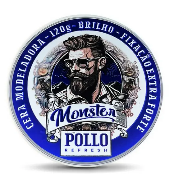 cera Modeladora pollo blue Ultra Fixação 120g monster barber Shop Para Cabelo e Barba