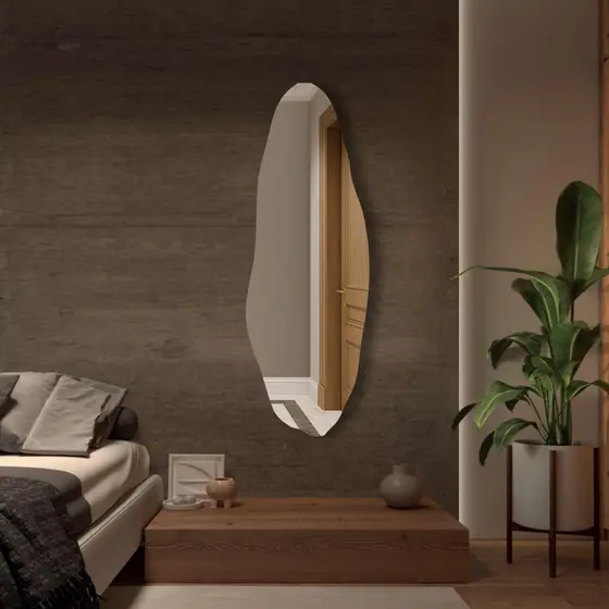 Espelho Orgânico Pinterest Grande Mod. Flame Retrô Oval Retangular Meia Lua Decorativo Sala Quarto Banheiro
