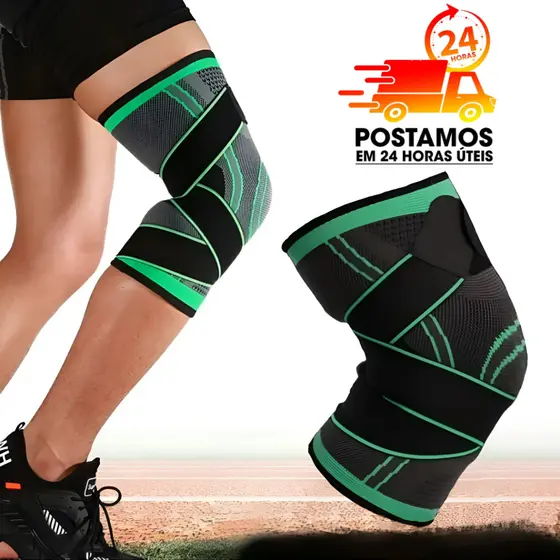 Joelheira de Compressão Malha 3D com Faixa/Velcro – Antiderrapante e Respirável
