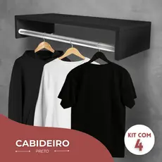 Kit 4 Cabideiro De Parede Arara De Roupas Com Prateleira Closet vestuário