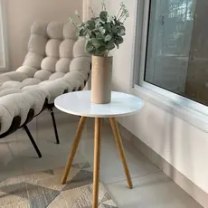 Mesa De Canto Redonda Mesinha De Apoio Decoração Moderna