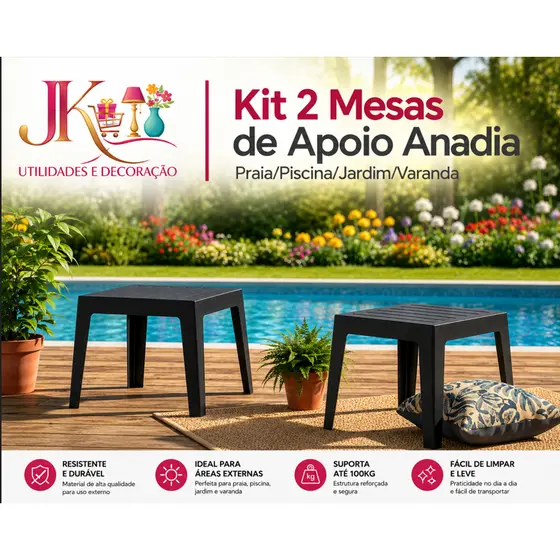 Mesa de Apoio Anadia Xplast Praia Piscina Jardim Varanda Escritório Resistente