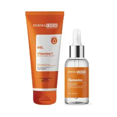Dermachem Kit Serum Clareador Gel Anti-Idade Vitamina C Hidrata Clareamento Firmeza Uniformidade